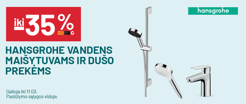 iki -35% HANSGROHE vandens maišytuvams ir dušo prekėms