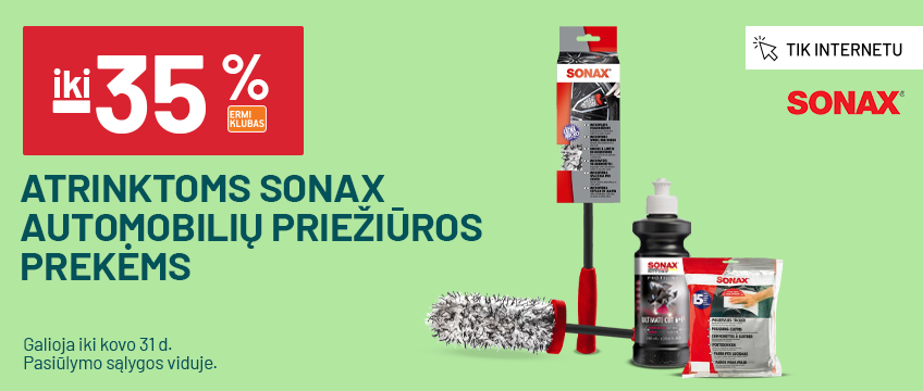 iki -35% Atrinktoms SONAX automobilių priežiūros prekėms 