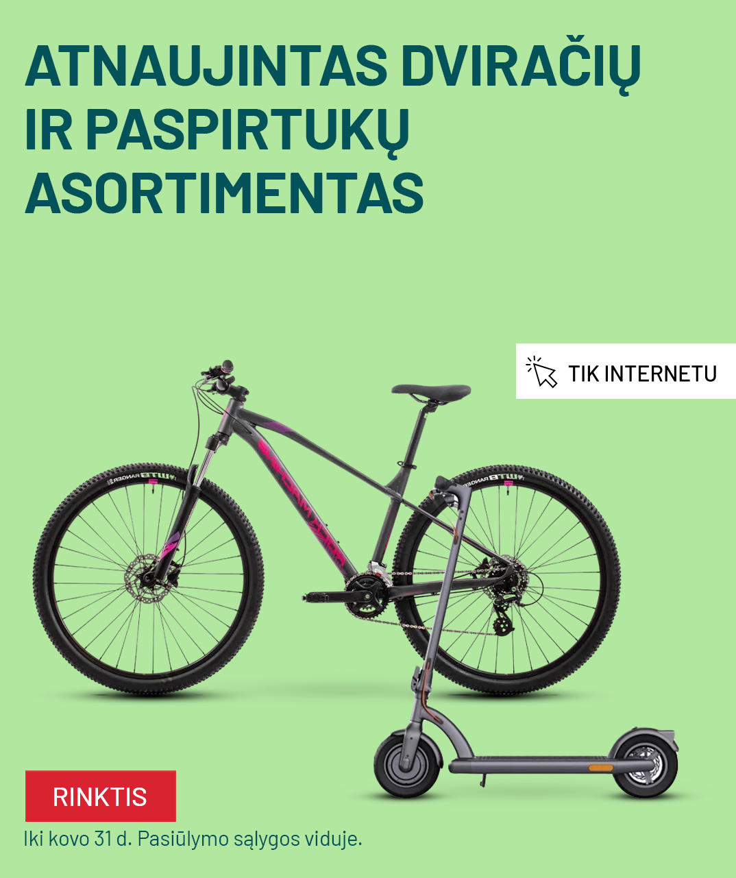 atnaujintas dviračių asortimentas
