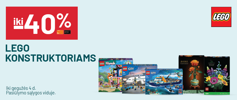 iki -40% LEGO konstruktoriams