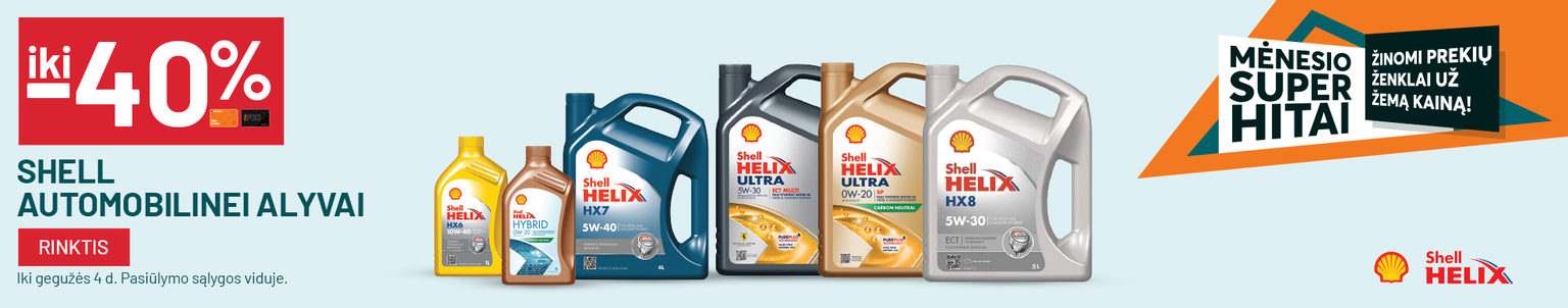 iki -40% SHELL automobilinei alyvai