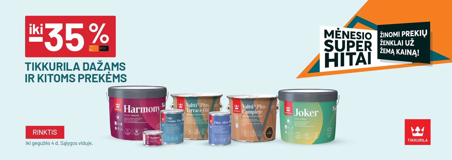 FM8_balandis Iki -35% TIKKURILA dažams ir kitoms prekėms