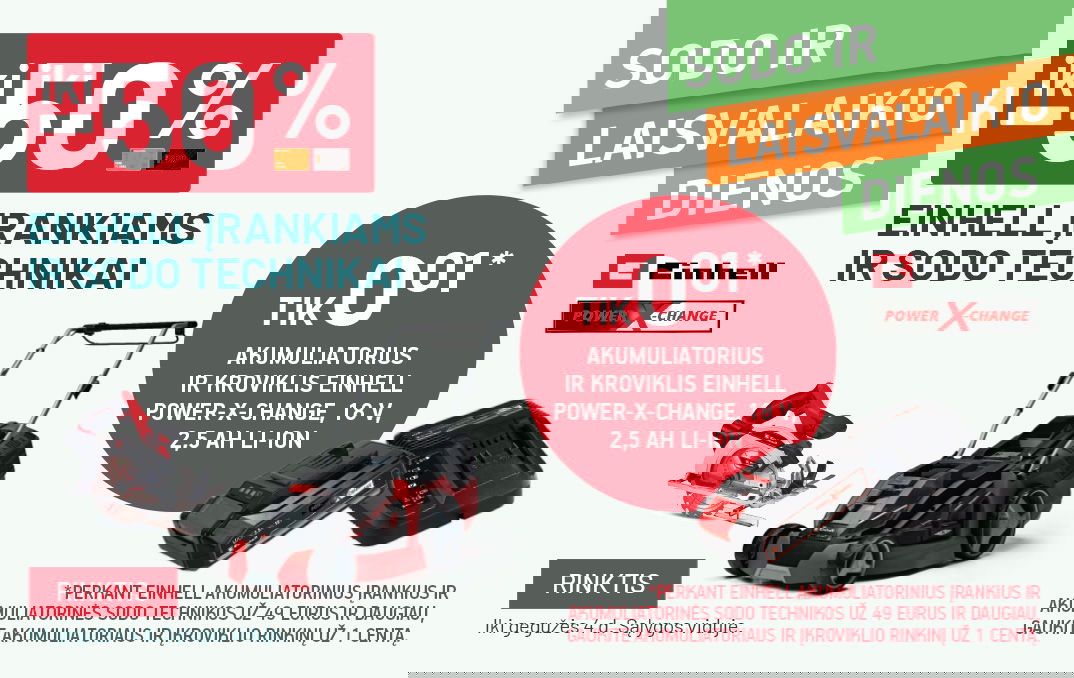 Balandis_Teminės 'iki -50% EINHELL įrankiams ir sodo technikai