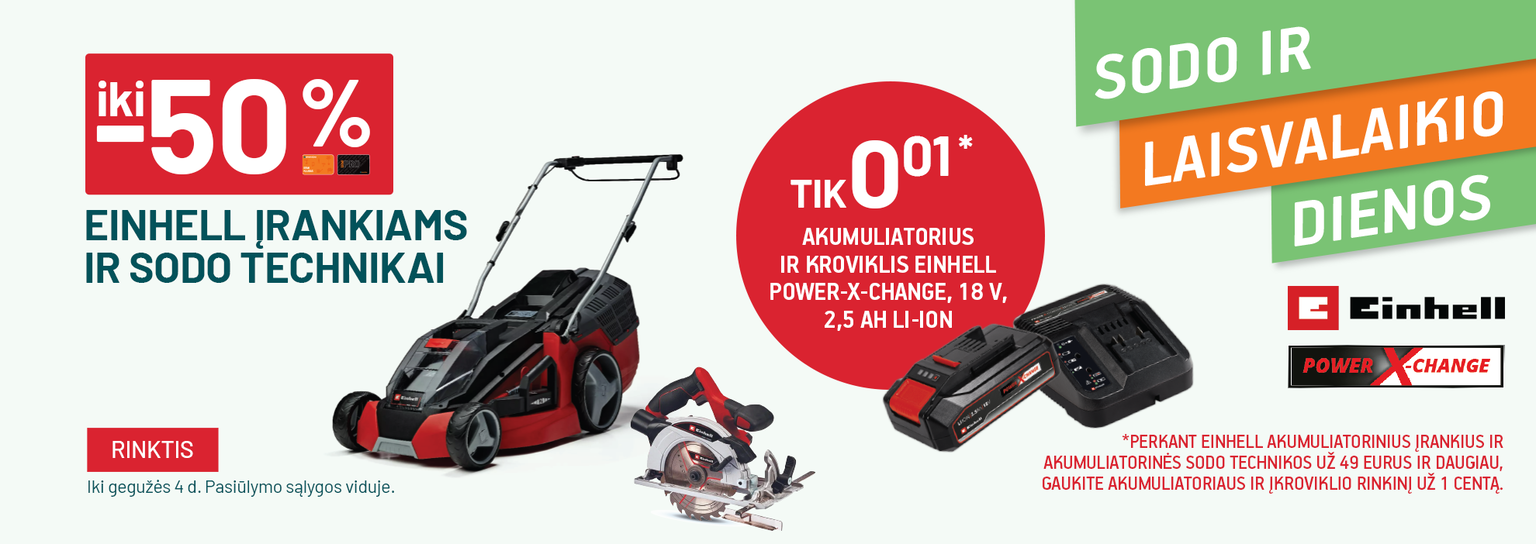Balandis_Teminės 'iki -50% EINHELL įrankiams ir sodo technikai