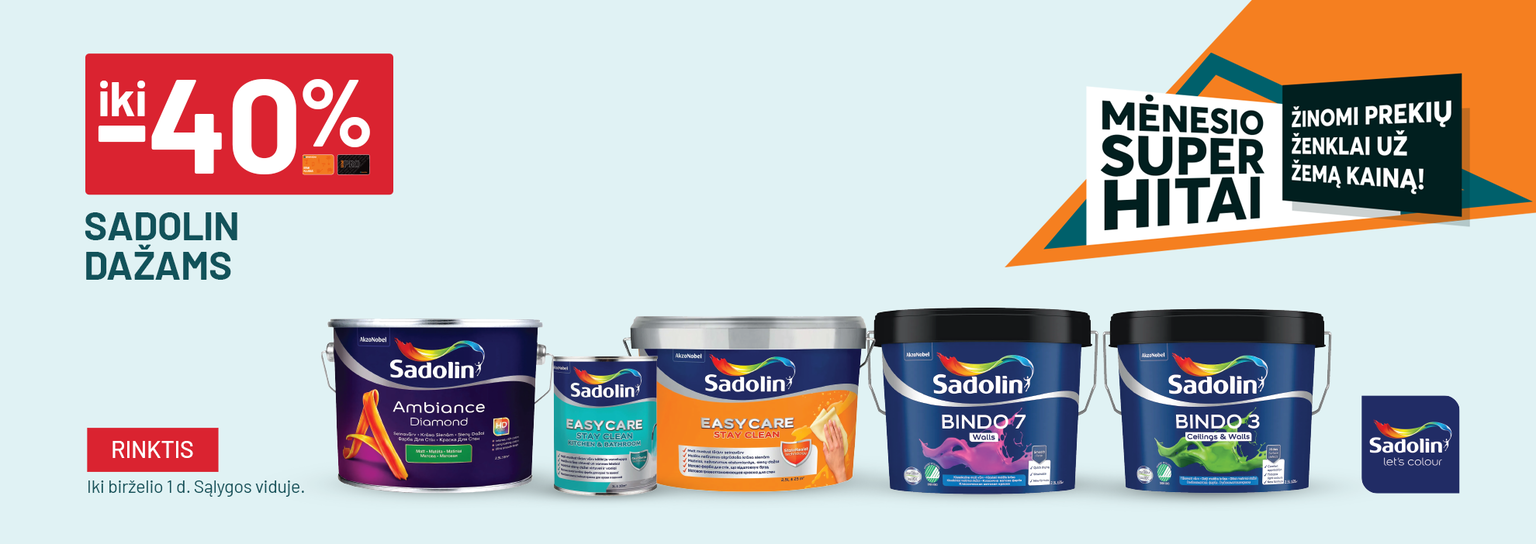 Gegužė iki -40% SADOLIN dažams