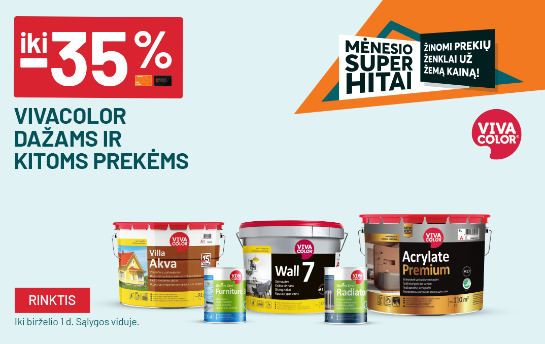 Gegužė iki -35% VIVACOLOR dažams ir kitoms prekėms