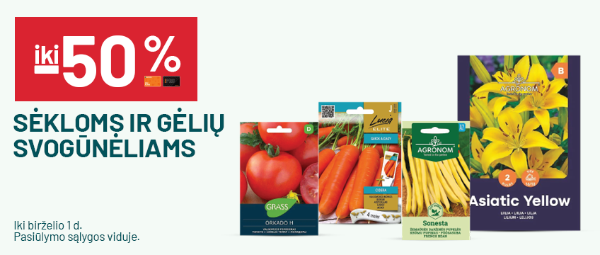 iki -50% Sėkloms ir gėlių svogūnėliams