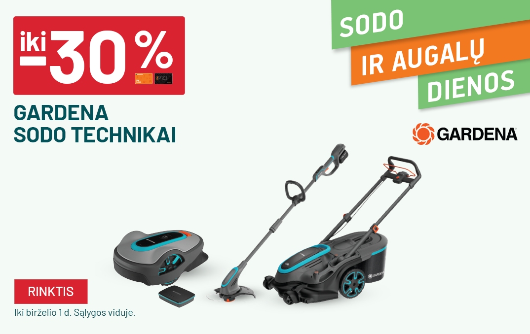 Gegužė iki -30% GARDENA sodo technikai