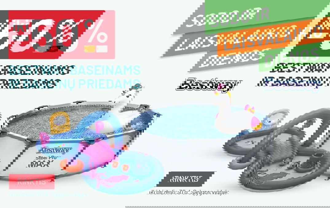 BIRŽELIS - teminės (iki -50% BESTWAY baseinams ir baseinų priedams)