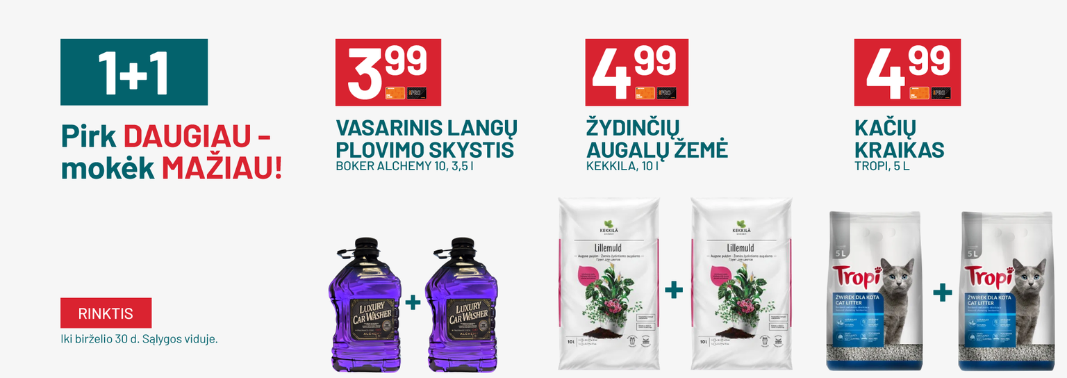 BIRŽELIS 1+1 PIRK DAUGIAU MOKEK MAŽIAU
