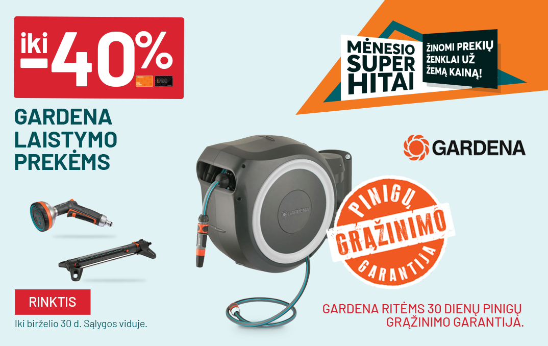 iki -40% GARDENA laistymo prekėms