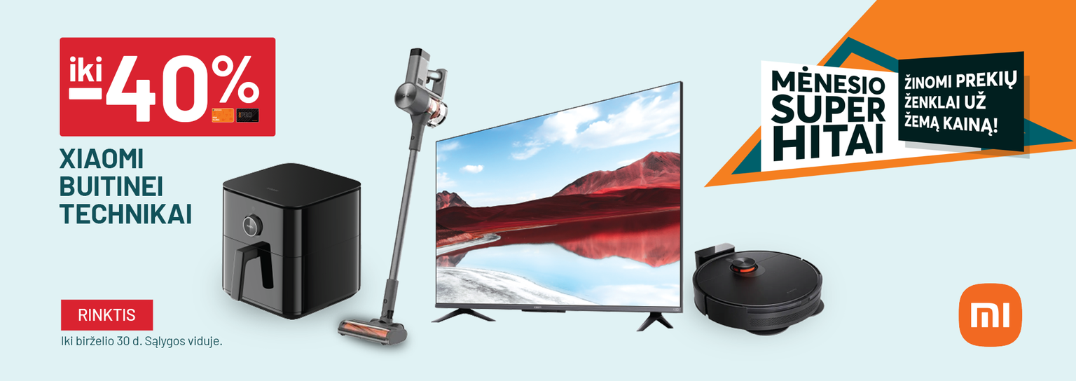 iki -40% Xiaomi buitinei technikai