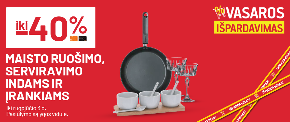iki -40% Maisto ruošimo serviravimo indams ir įrankiams