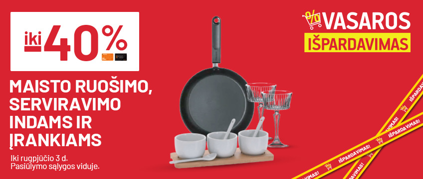 iki -40% Maisto ruošimo serviravimo indams ir įrankiams