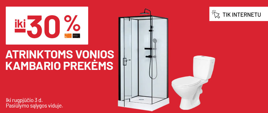iki -30% Atrinktoms vonios kambario prekėms