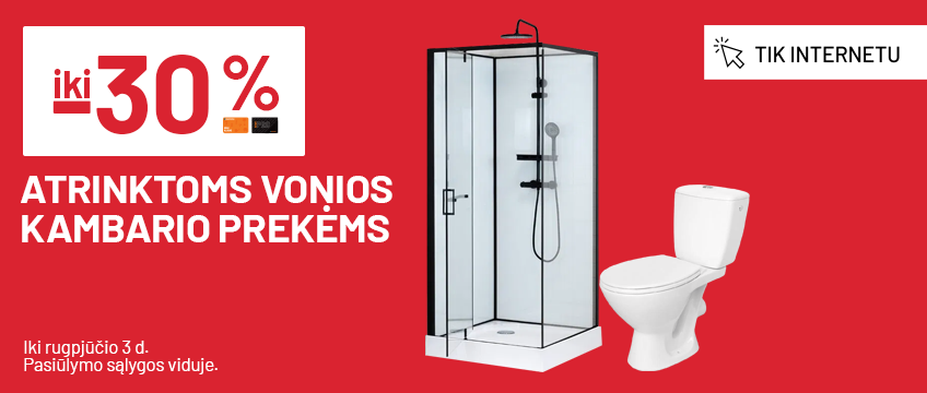 iki -30% Atrinktoms vonios kambario prekėms
