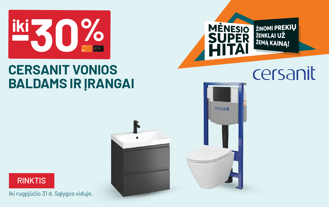 FM8 - iki -30% CERSANIT vonios baldams ir įrangai