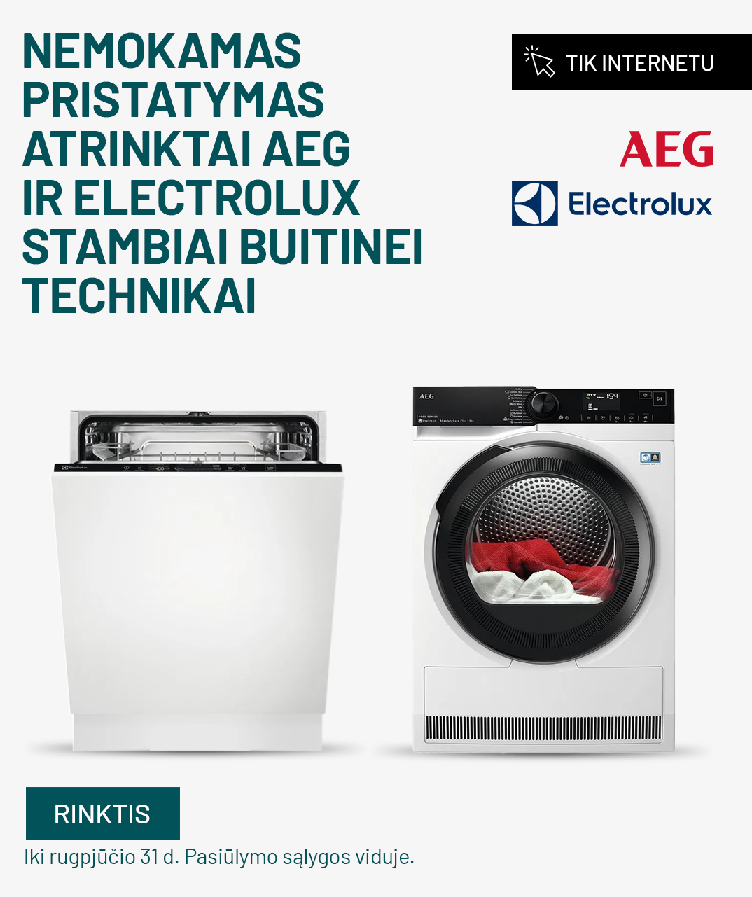 Nemokamas pristatymas atrinktai AEG ir ELECTROLUX stambiai buitinei technikai
