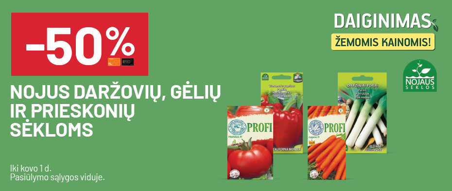 -50% NOJUS daržovių, gėlių ir prieskonių sėkloms