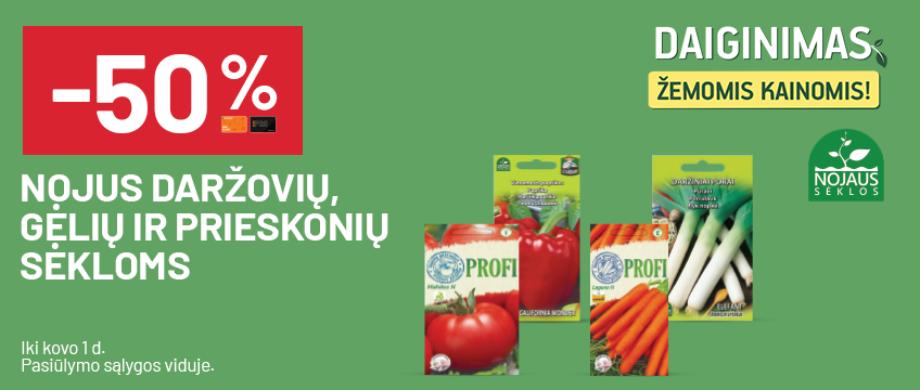 -50% NOJUS daržovių, gėlių ir prieskonių sėkloms