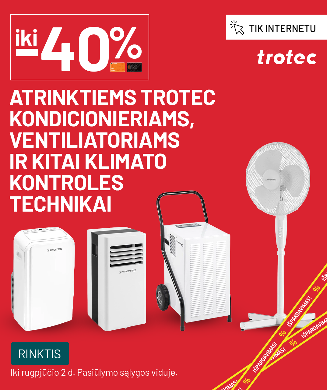 Iki -40% atrinktiems Trotec kondicionieriams, ventiliatoriams ir kitai klimato kontroles technikai