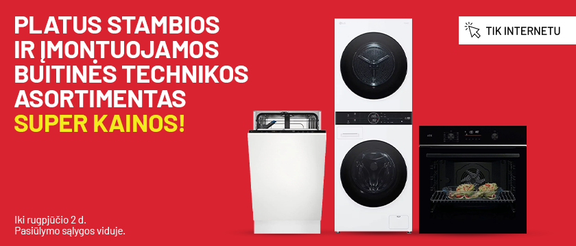 Platus stambios ir įmontuojamos buitinės technikos asortimentas. Super kainos! Tik internete!