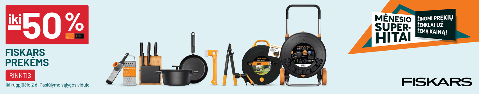 iki -50% FISKARS prekėms