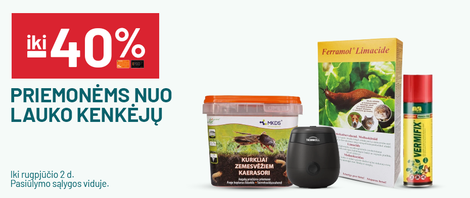 iki -40% Priemonėms nuo lauko kenkėjų