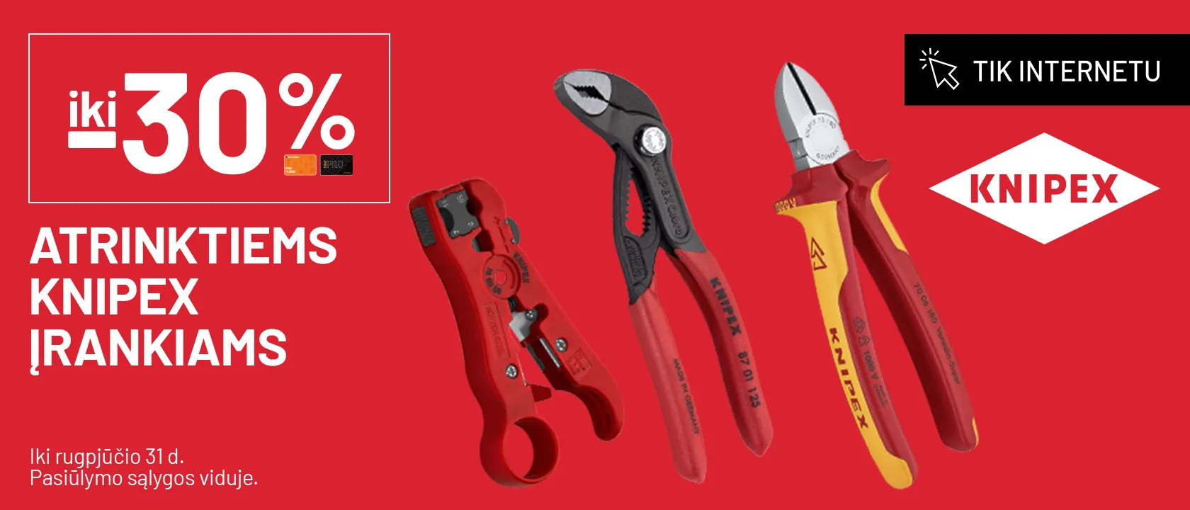 iki -30% atrinktiems KNIPEX įrankiams