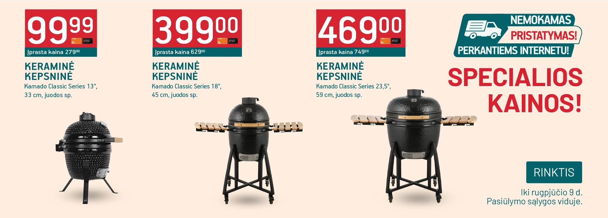Specialios kainos ir nemokams pristatymas Kamado Classic kepsninėms