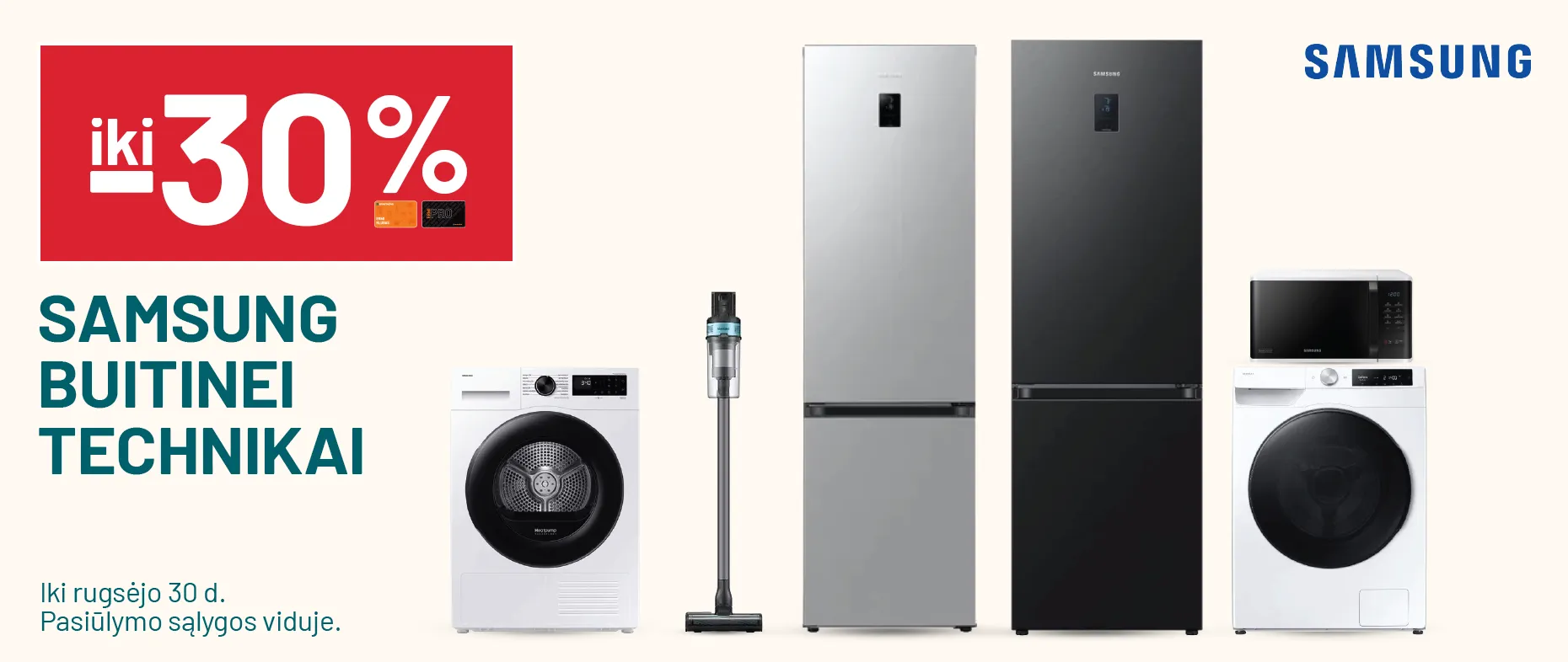  iki -30% SAMSUNG buitinei technikai