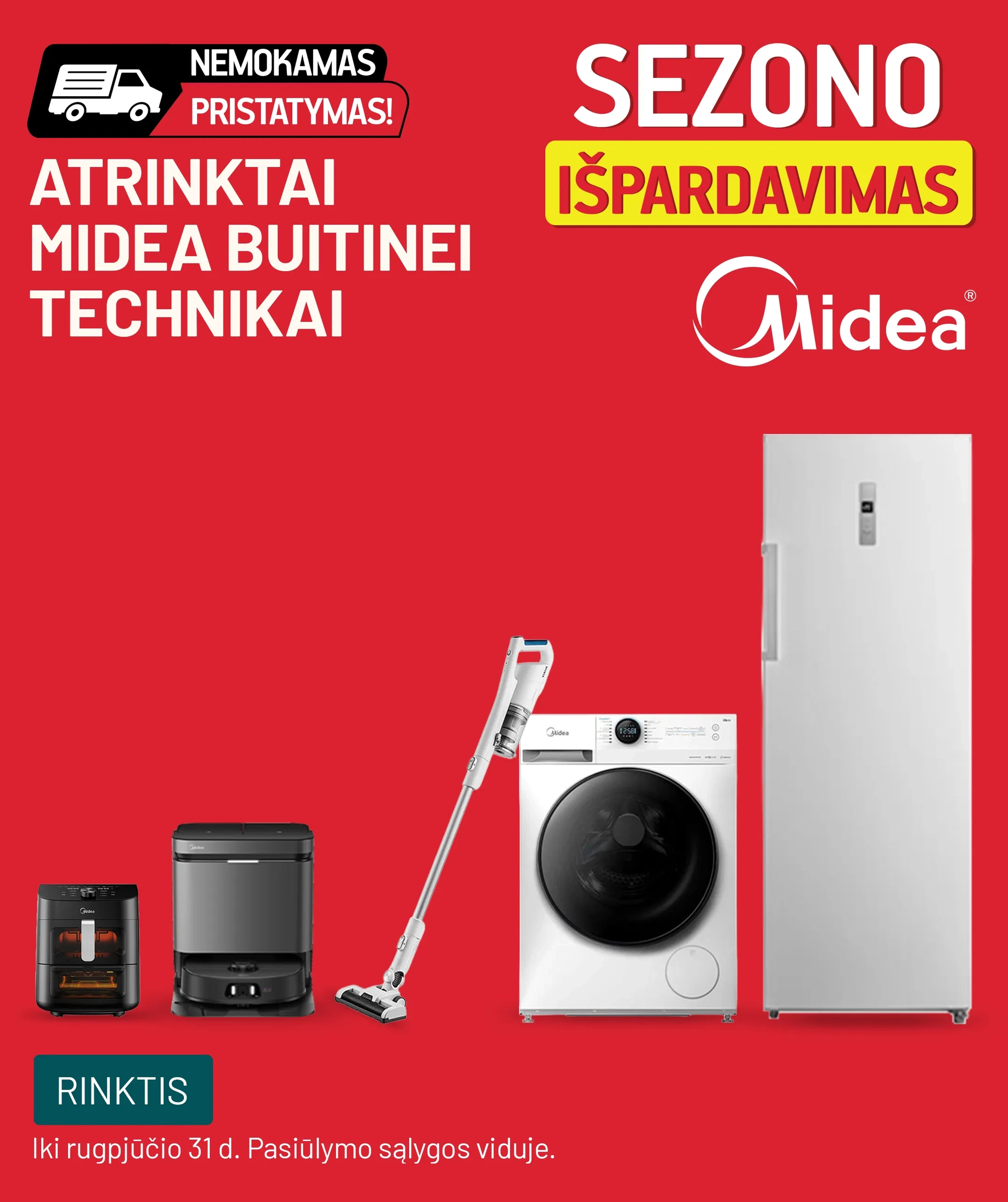 Atrinktai MIDEA buitinei technikai nemokamas pristatymas