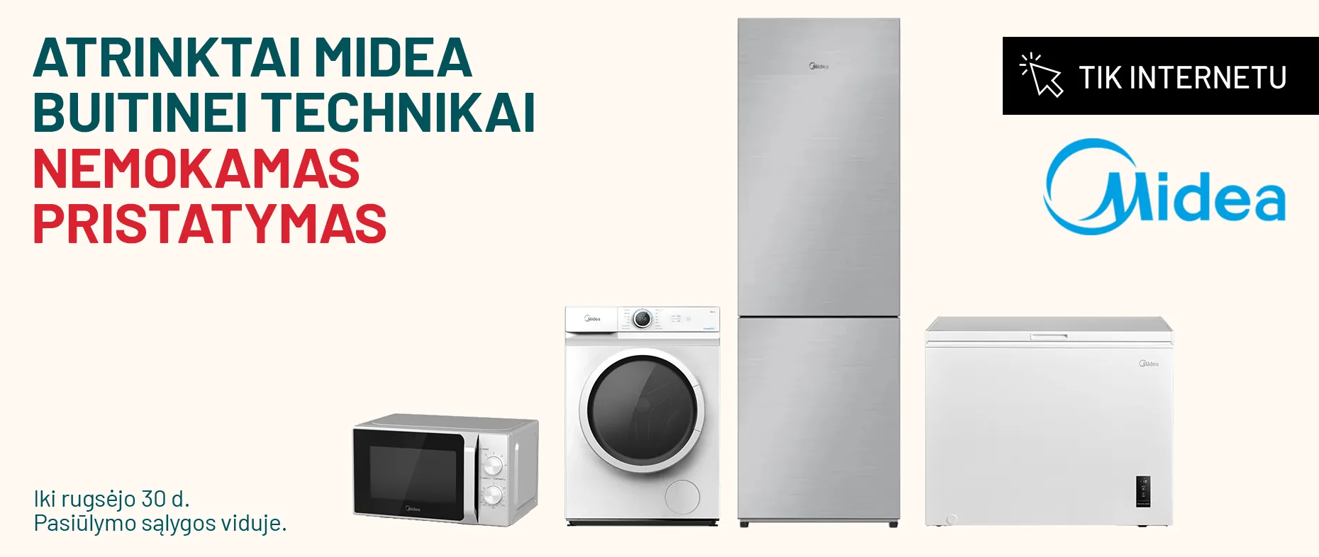 Atrinktai MIDEA buitinei technikai nemokamas pristatymas