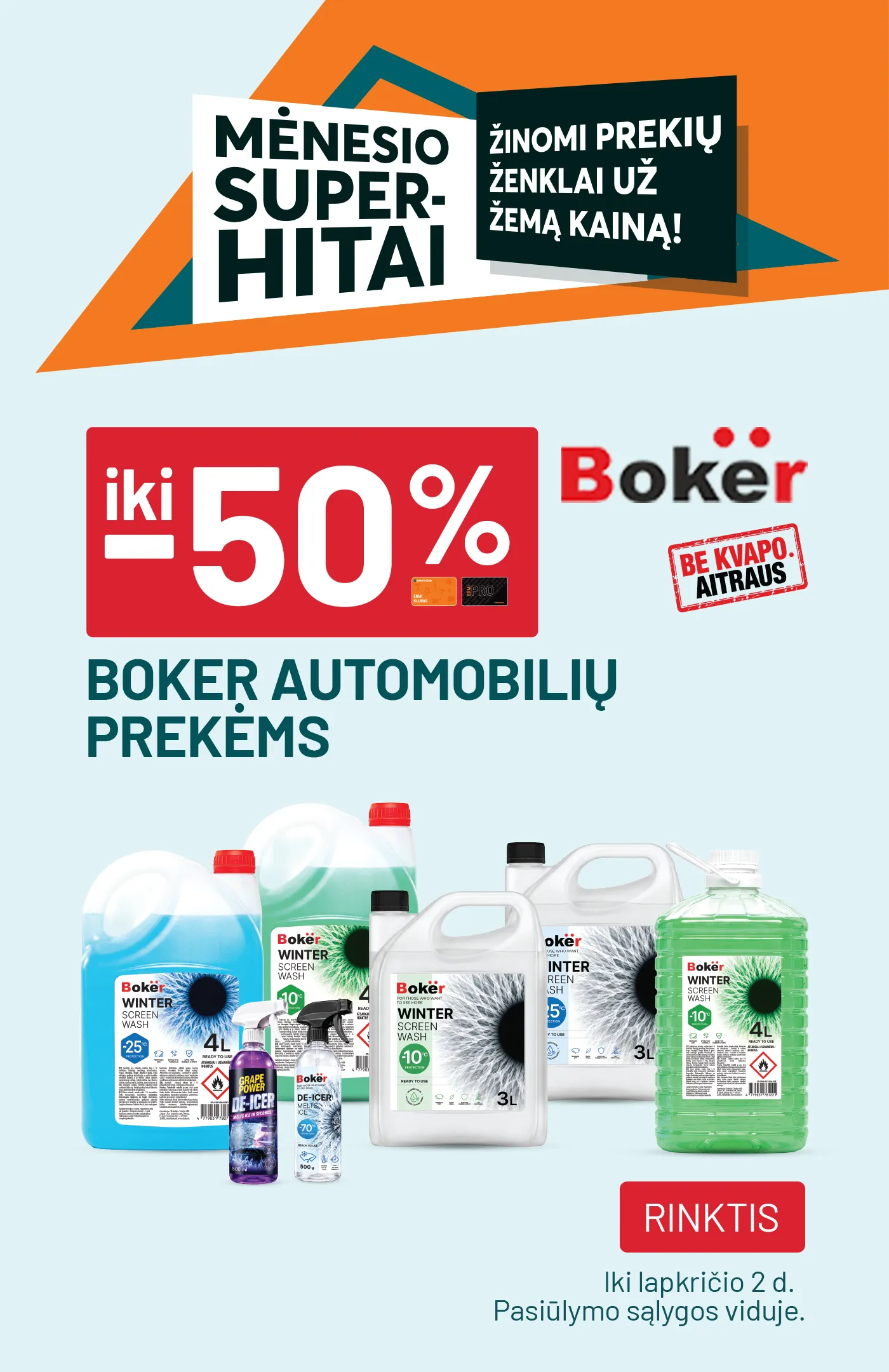 	iki -50% BOKER automobilių prekėms