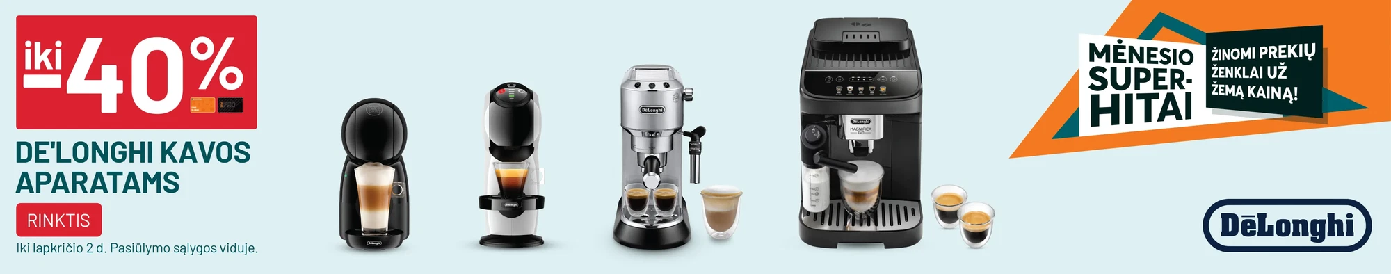 iki -40% DE'LONGHI kavos aparatams
