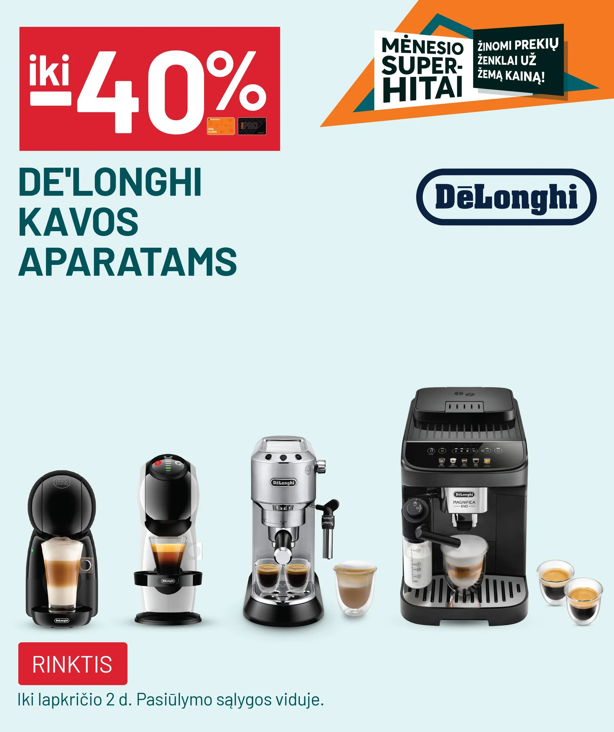 iki -40% DE'LONGHI kavos aparatams