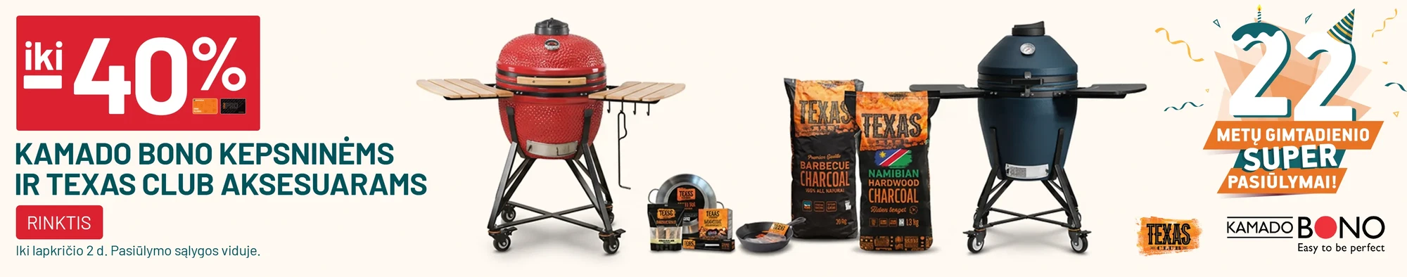 iki -40% KAMADO BONO kepsninėms ir Texas Club aksesuarams